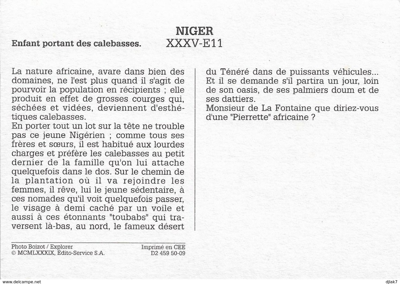 Niger Enfant Portant Des Calebasses (2 Scans) - Niger