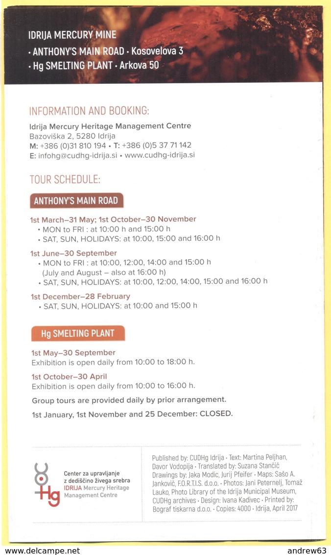 Hg Smelting Plant Of IDRIJA, Slovenia - Opuscolo Pieghevole Illustrativo - Lingua Inglese - UNESCO - Antony's Main Road - Programma's