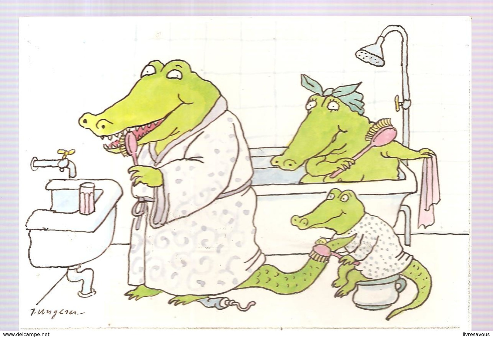 CPA Tomi Ungeret Famille Crocodile Dans La Salle De Bain - Ungerer