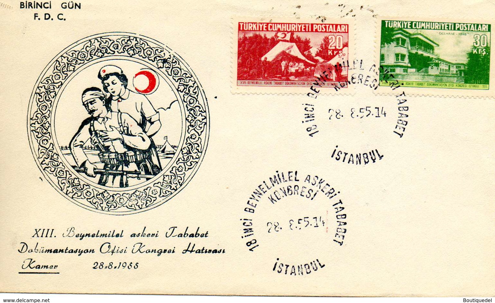 TURQUIE.1955.CROISSANT ROUGE.CONGRES  INTERNATIONAL DE MEDECINE MILITAIRE. - Timbres De Bienfaisance