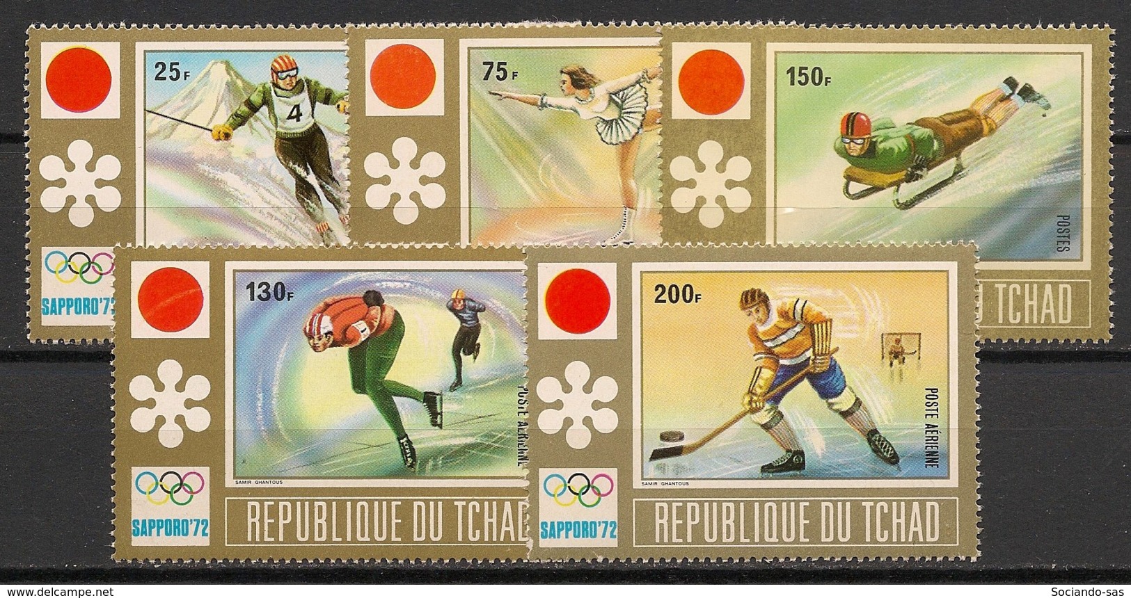 Tchad - 1972 - N°Yv. 250 à 252 + PA 113 à 114 - Olympics / Sapporo - Neuf Luxe ** / MNH / Postfrisch - Winter 1972: Sapporo