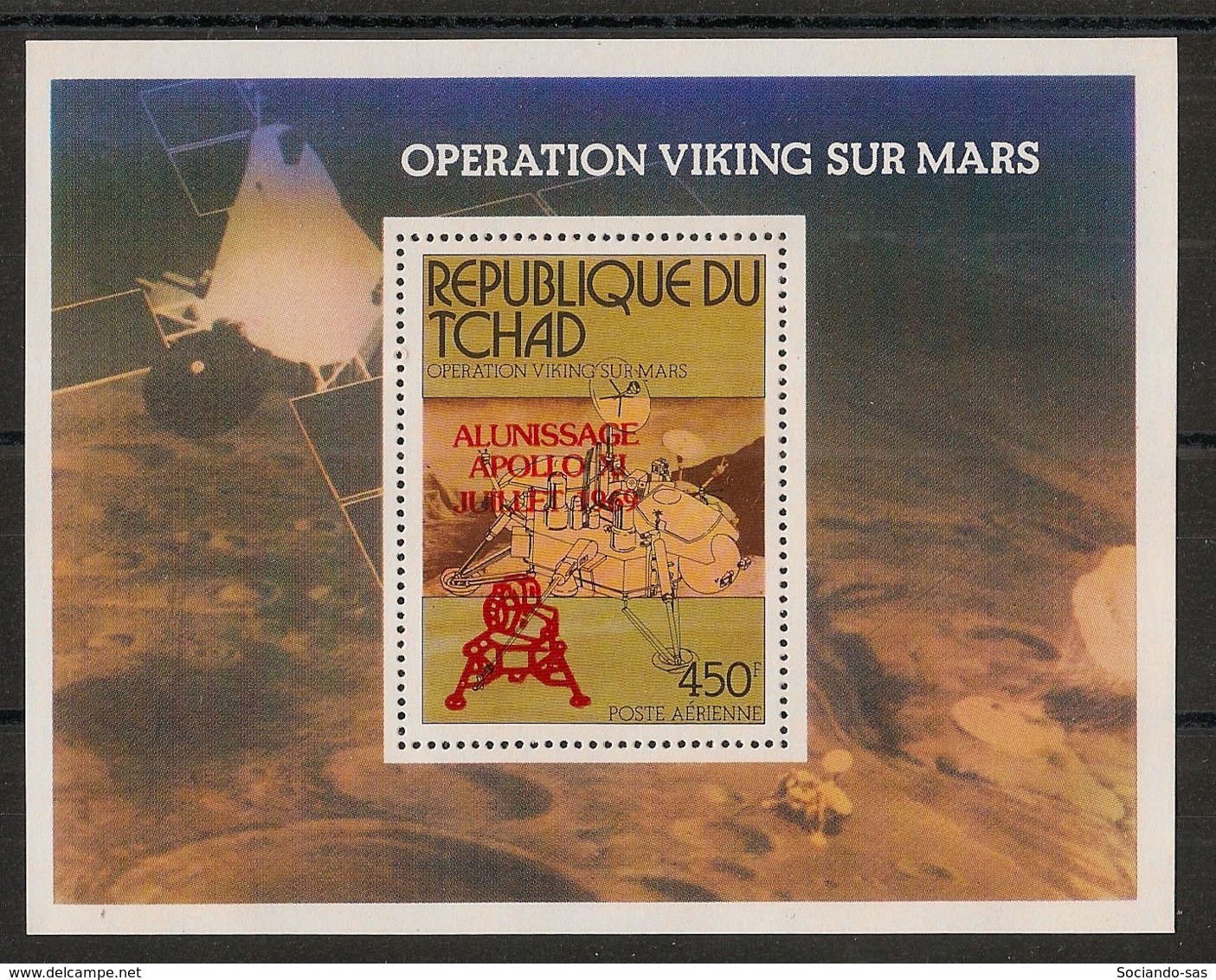 Tchad - 1979 - Bloc Feuillet N°Yv. 31 - Apollo 11 - Surcharge Rouge / Red Ovpt. - Neuf Luxe ** / MNH / Postfrisch - Afrika