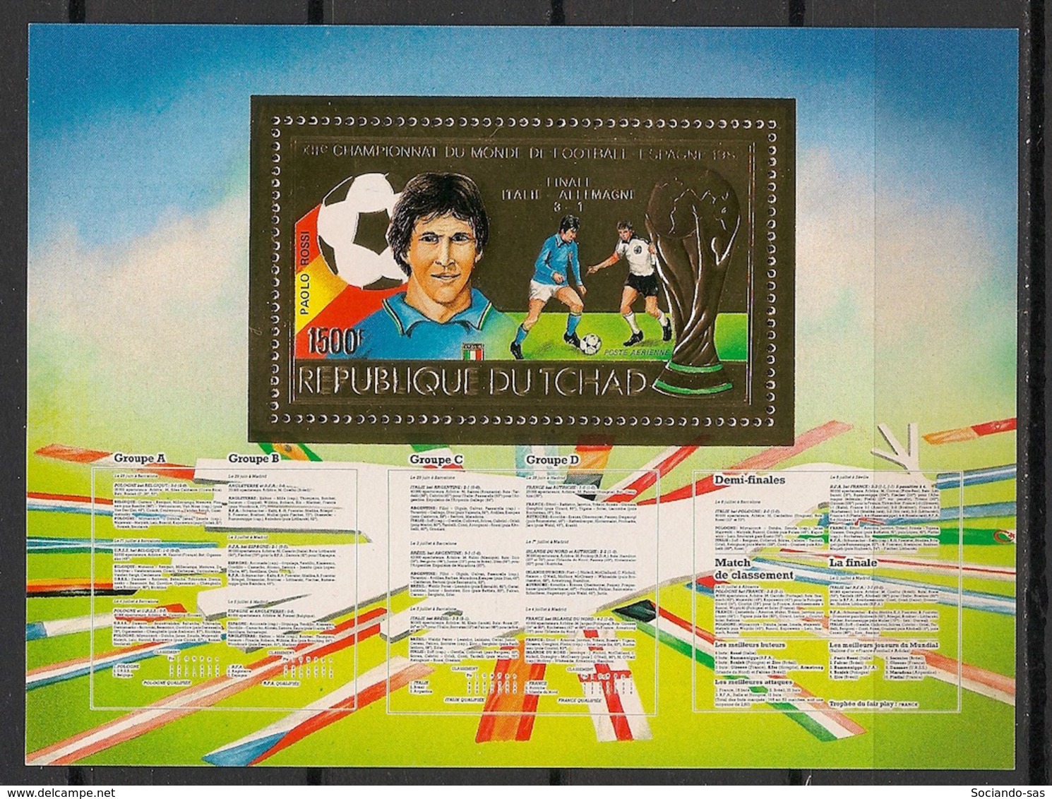 Tchad - 1983 - Poste Aérienne N°Yv. 246F - Football World Cup - KLB / Mini Sheet - OR - Neuf Luxe ** / MNH / Postfrisch - 1982 – Espagne