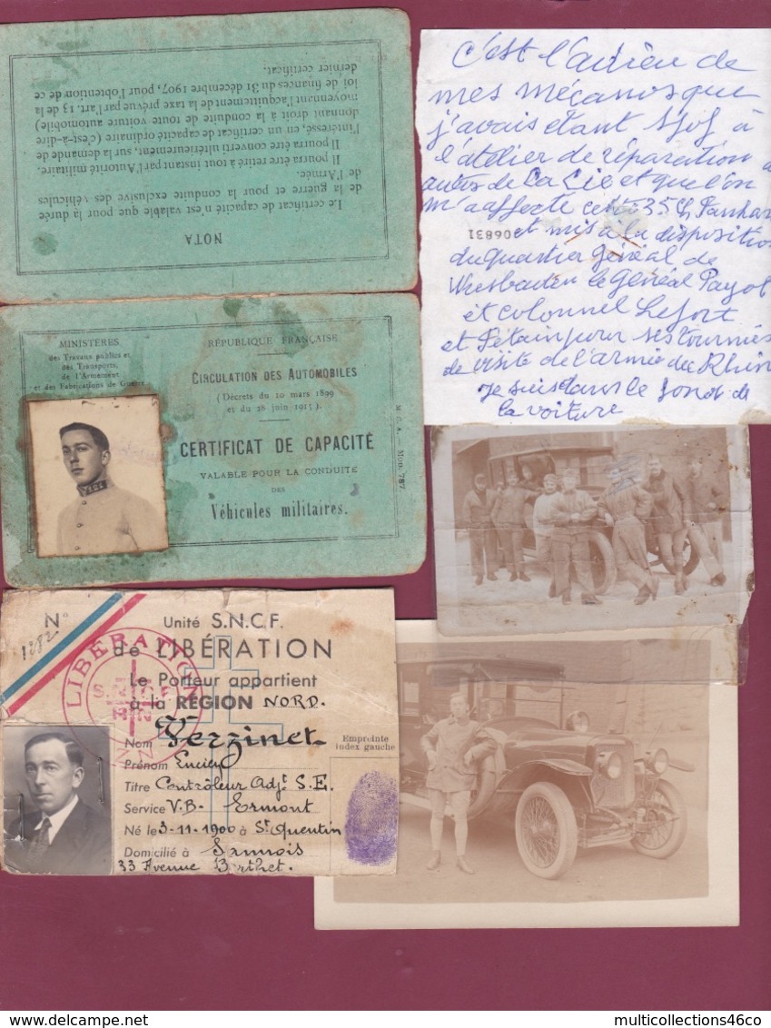 200519 - Ensemble De Documents GUERRE 1939 45 Carte UNITE SNCF De LIBERATION Région NORD Photos Militaria - 1939-45