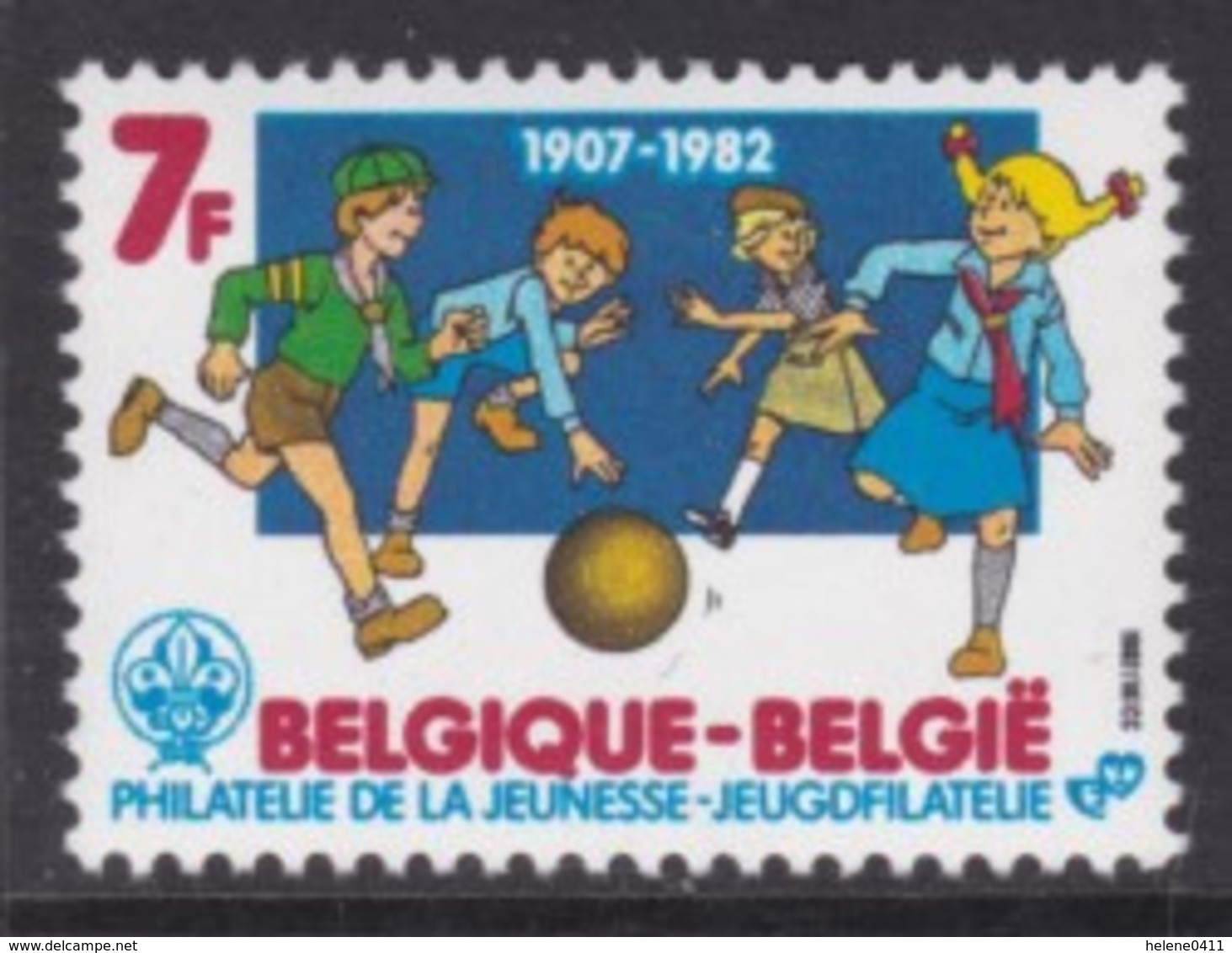 TIMBRE NEUF DE BELGIQUE - 75E ANNIVERSAIRE DU SCOUTISME : JEUX ENTRE LUTINS ET LOUVETEAUX N° Y&T 2065 - Unused Stamps