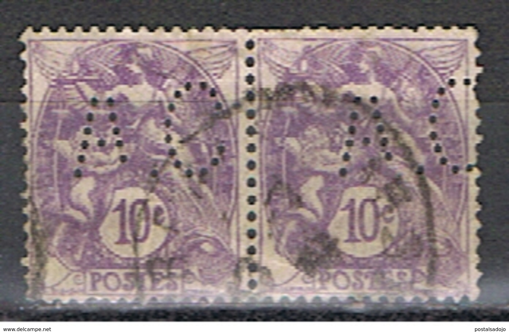 (1F 626) FRANCE // YVERT 233 X 2 TYPE BLANC // PERFIN / PERFORE A C // 1927-31 - Otros & Sin Clasificación