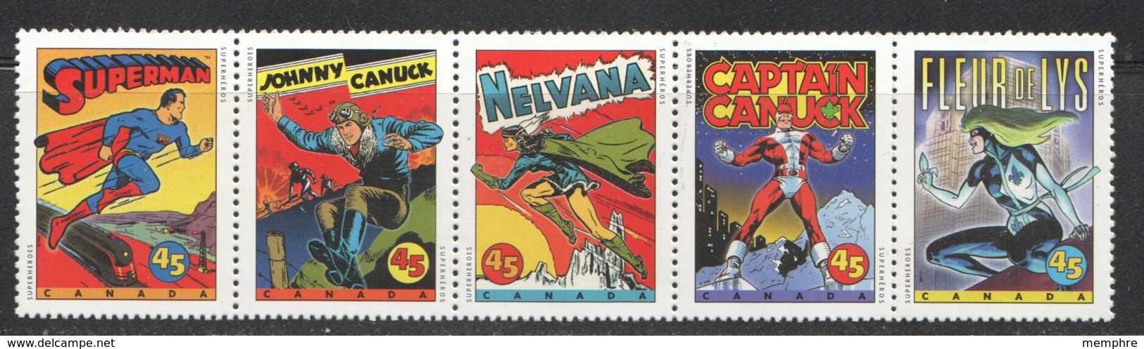 1995  Comic Book Superheroes Strip Of 5 From Booklet Sc 1579-83 MNH - Unused Stamps