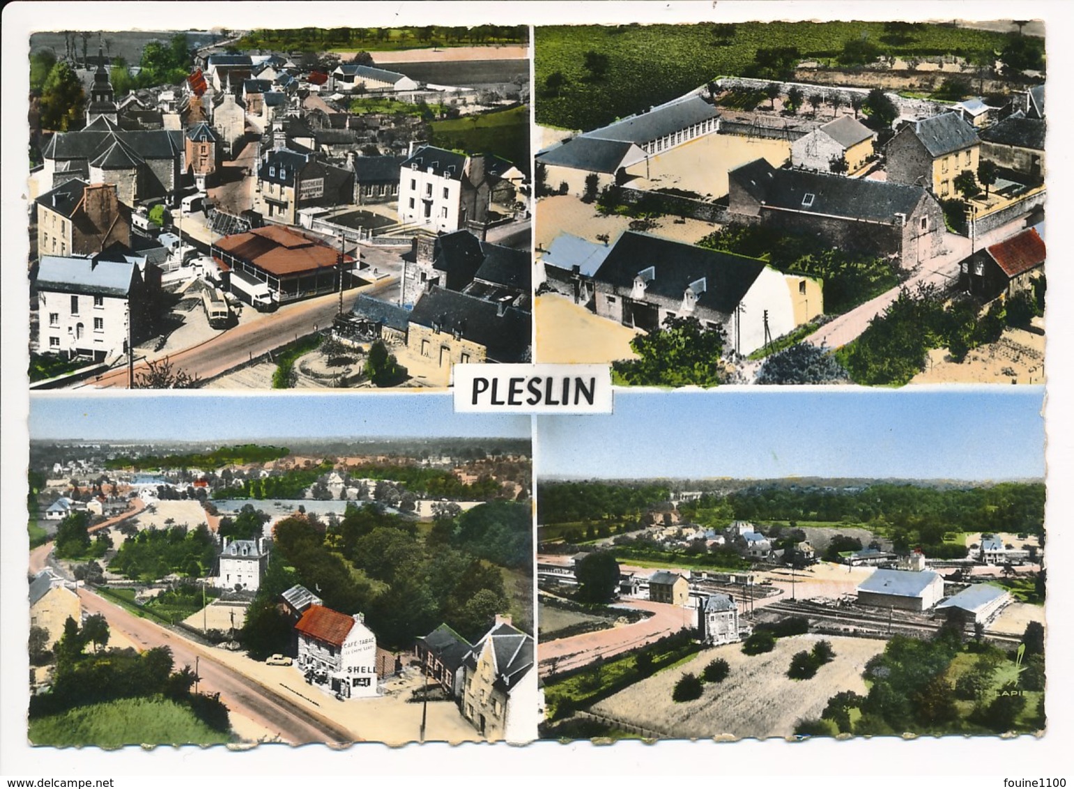 Carte ( Format 15 X 10,5 Cm ) De PLESLIN  Vue Aérienne En Multivues La Gare  école Le Chêne Vert Le Bourg - Andere & Zonder Classificatie