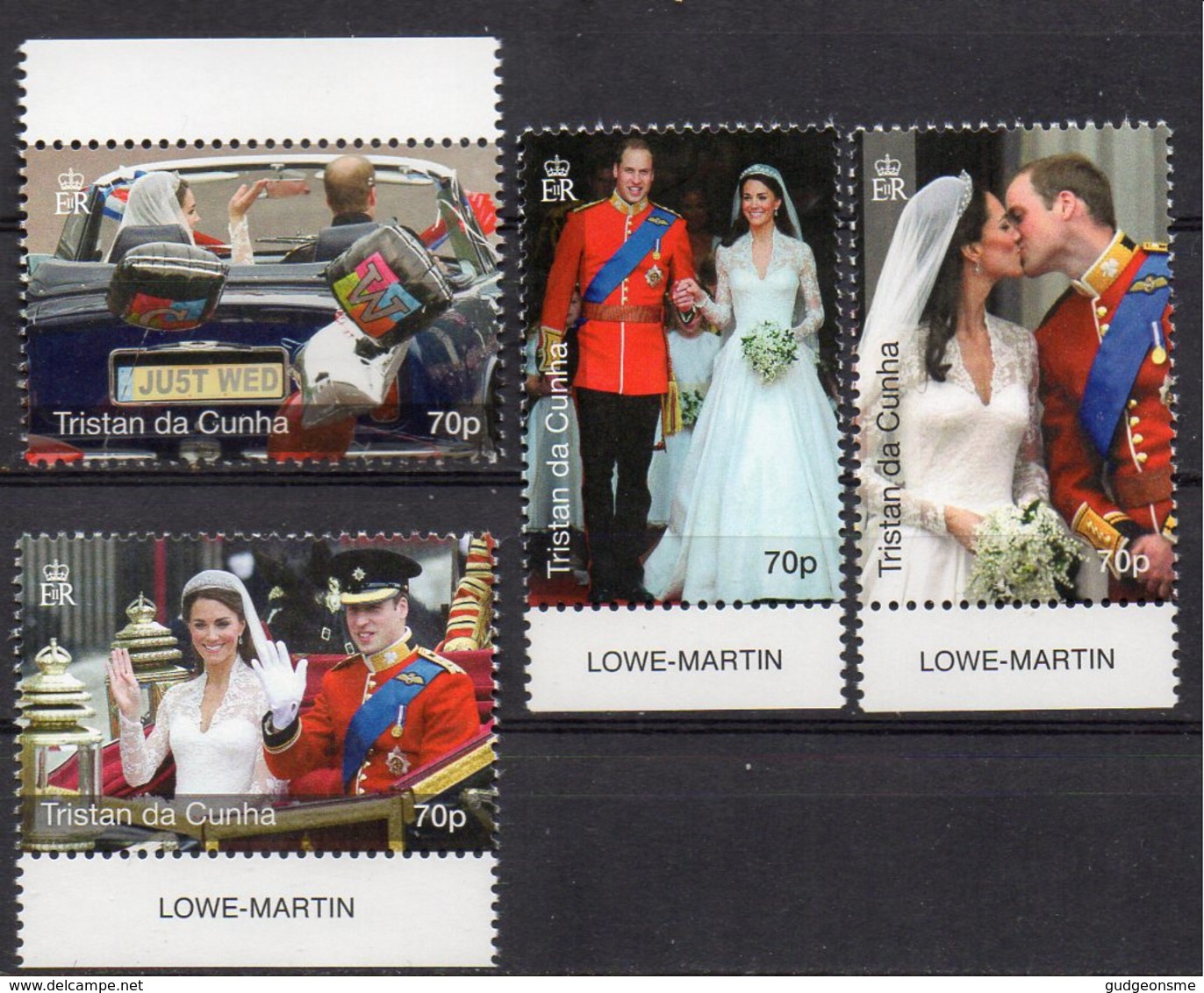 2011 Royal Wedding 4 Values X70p MNH - Tristan Da Cunha