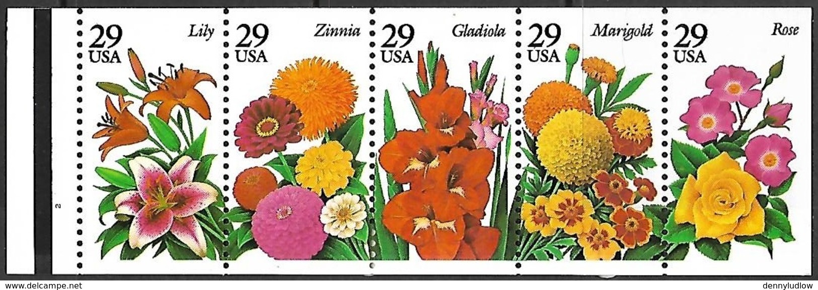 US  1994   Sc#2833a   29c  Garden Flowers Booklet Pane Of 5  MNH - Nuevos