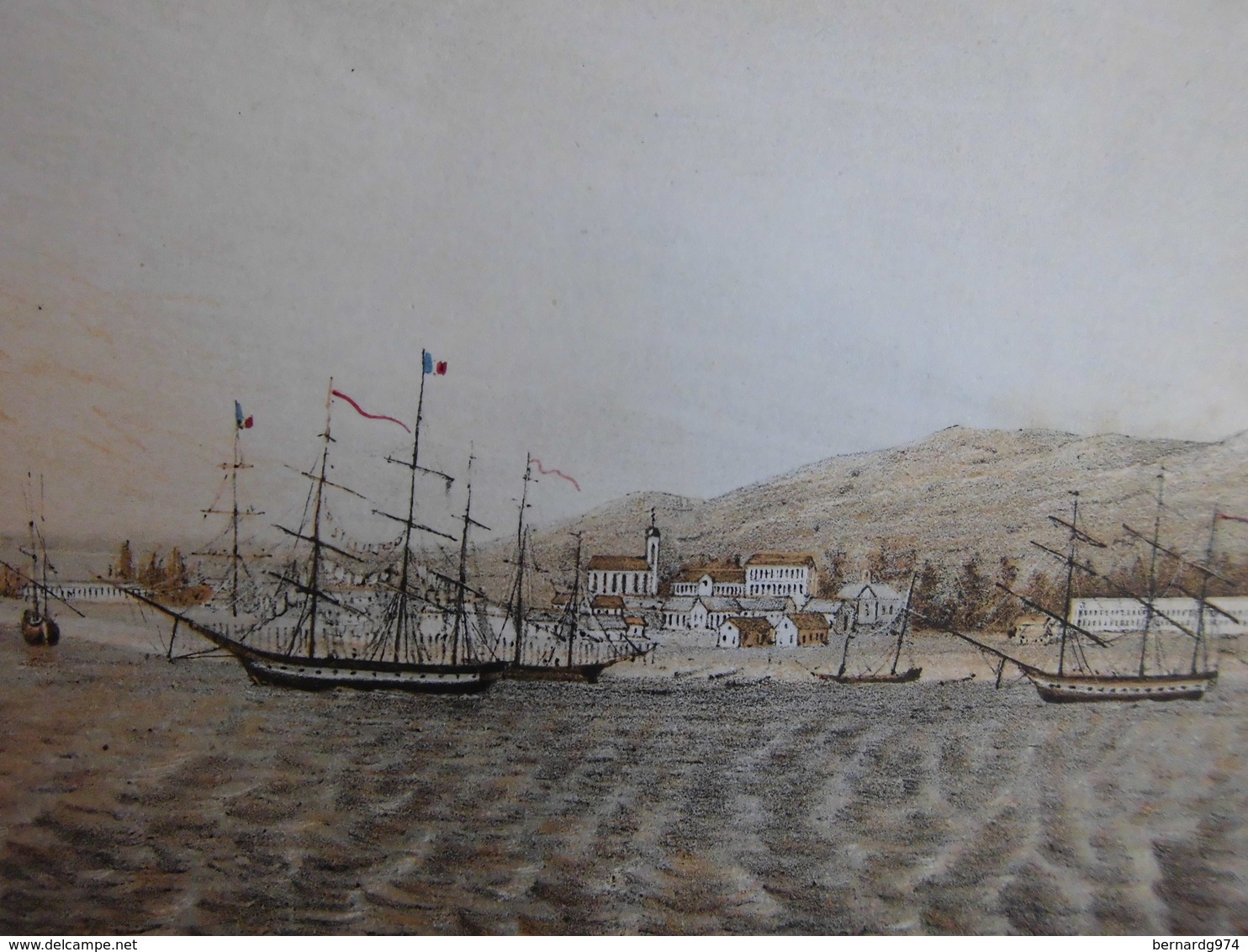 Réunion : Rare Lithographie De 1868 En Couleurs Par Pollen « Rade De Saint-Denis (Ile De La Réunion) » - Documentos Históricos
