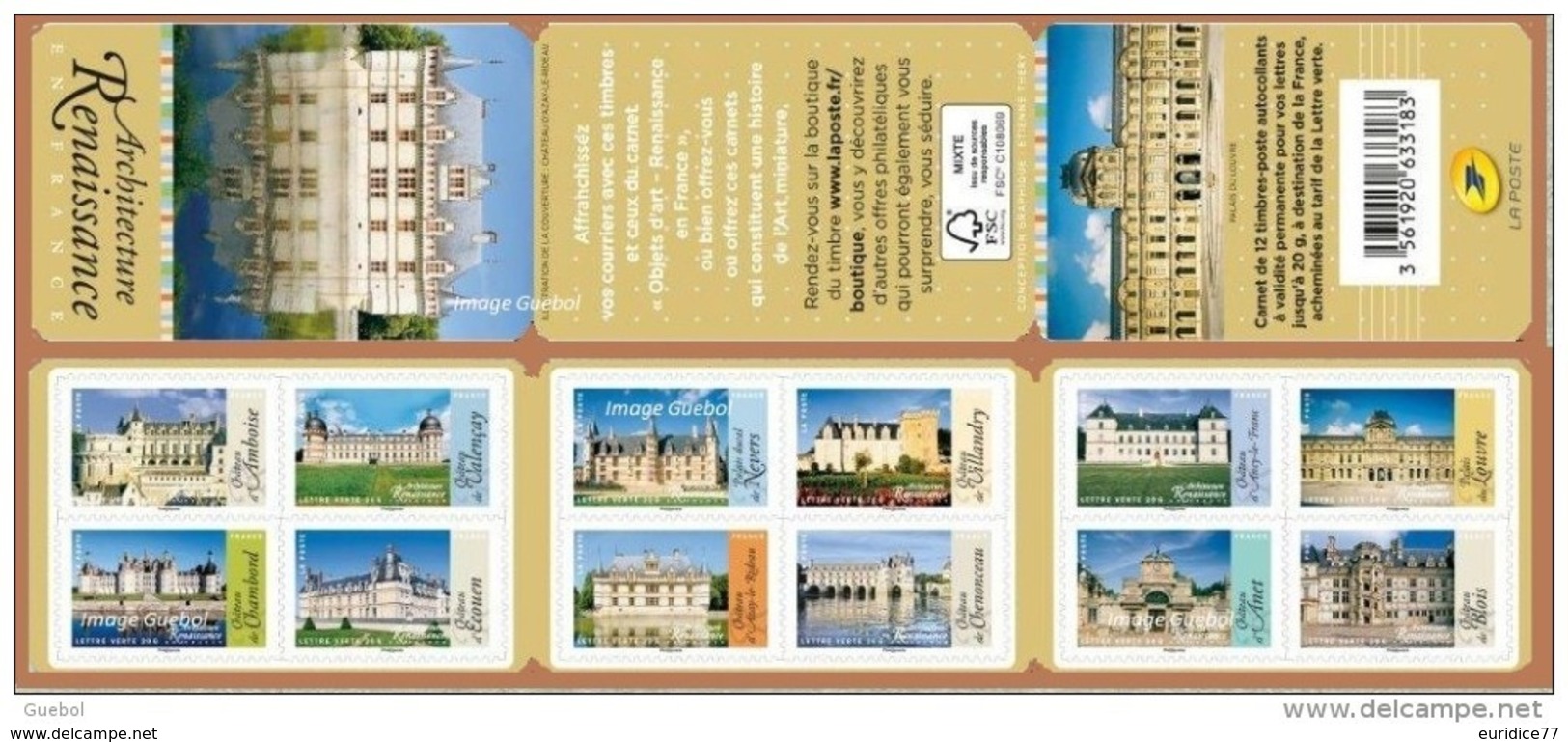 France 2015 - Carnet Architecture Renaissance  ** Stamp Booklet Mnh - Cruz Roja