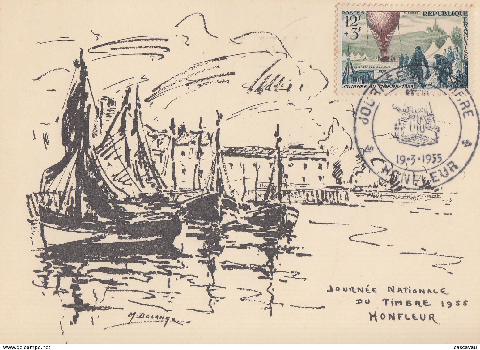 Carte  Locale  1er  Jour  FRANCE   JOURNEE  Du  TIMBRE    HONFLEUR   1955 - Giornata Del Francobollo