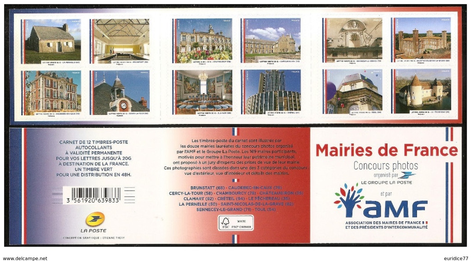 France 2015 - Mairies De France ** Stamp Booklet Mnh - Cruz Roja