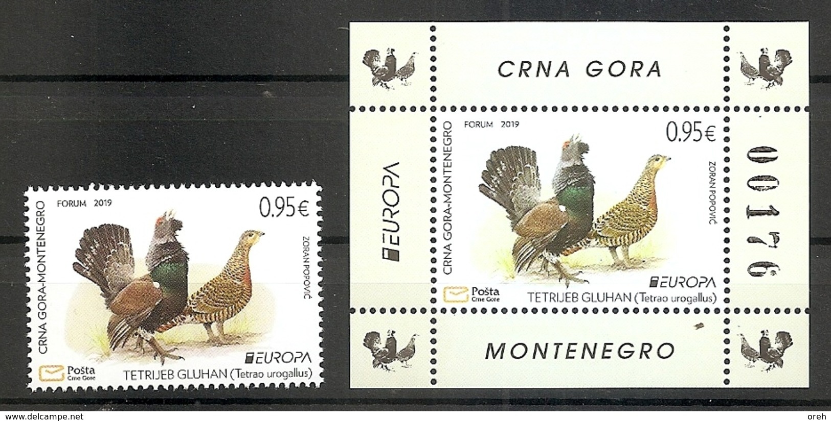 MONTENEGRO 2019,EUROPA CEPT,NATIONAL BIRDS,VOGEL,ANIMALS,BLOCK,,,MNH - Autres & Non Classés