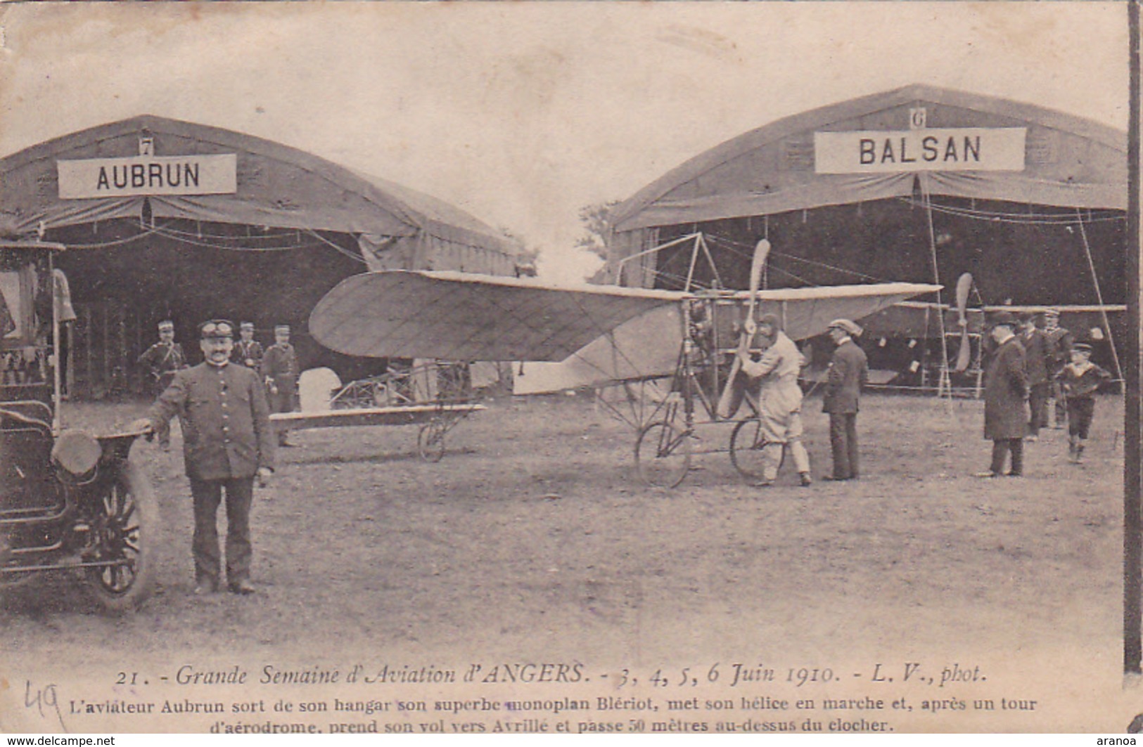 Grande Semaine D'Aviation D'Angers -- 3,4,5,6 Juin 1910 -- Aviateur Aubrun -- Hangars Aubrun - Balsan - ....-1914: Précurseurs