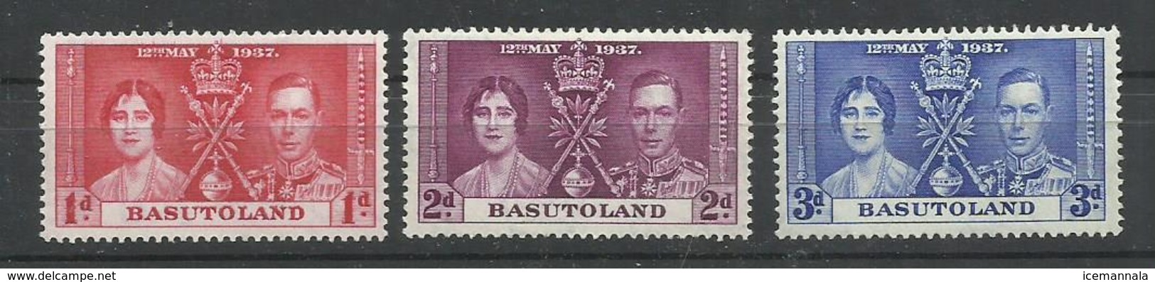 BASUTOLAND   YVERT   15/17   MH  * - 1933-1964 Colonie Britannique