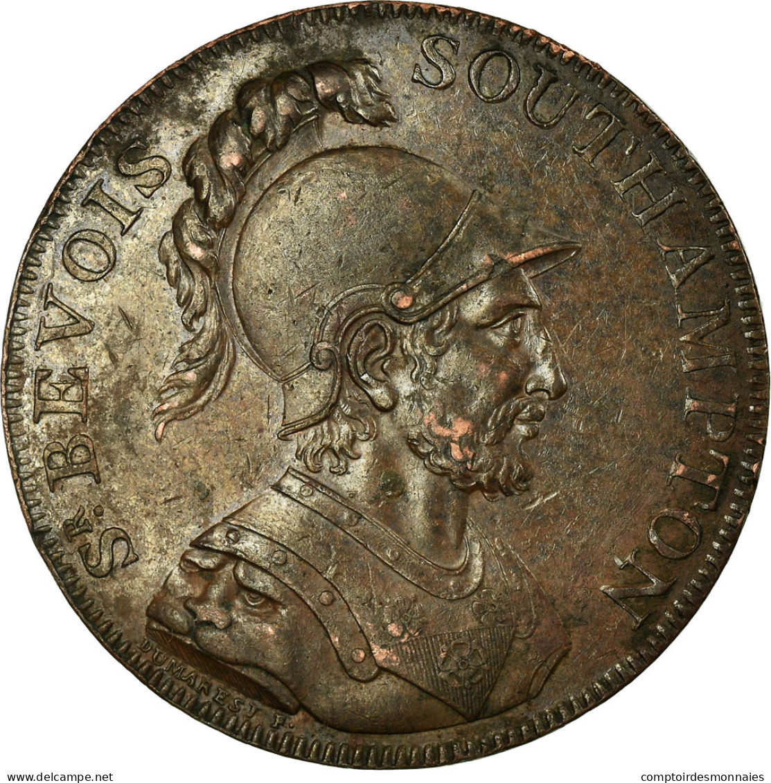 Monnaie, Grande-Bretagne, Hampshire, Halfpenny Token, 1791, Southampton, Rare - Autres & Non Classés