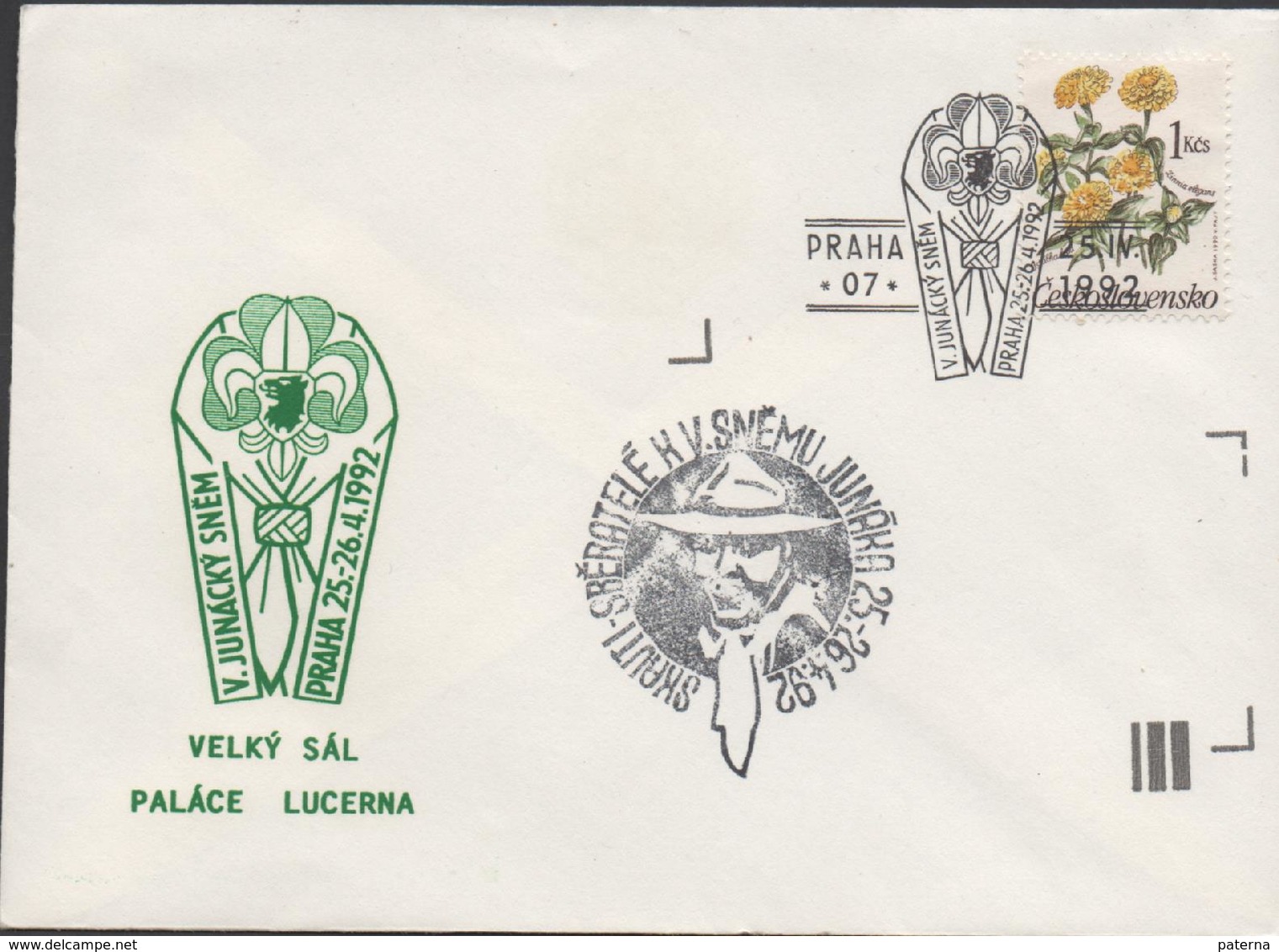 3404   Carta Praha  1992, V. Junacky Snem ,  Paláce Lucerna  Scout - Brieven En Documenten