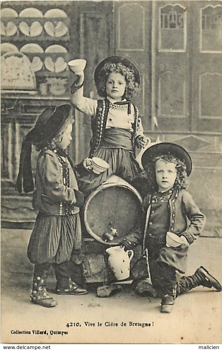 - Finistère  -ref-E227- Vive Le Cidre De Bretagne - Enfants - Costumes - Folklore - Carte Bon Etat - - Autres & Non Classés