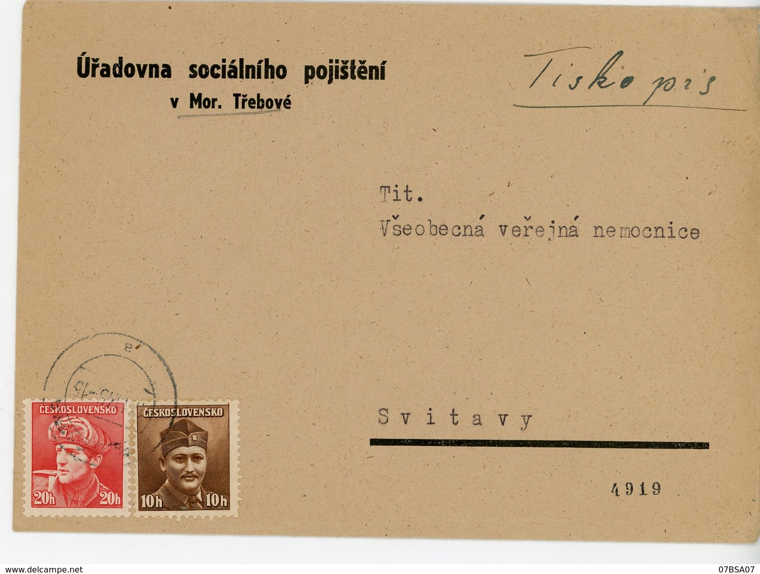 TCHECOSLOVAQUIE 45 X ENV 1945 / 1946 SUPERBE LETTRE VOIR LES SCANS INDIVIDUELS POIDS 550 GRAMMES APRES EMBALLAGE