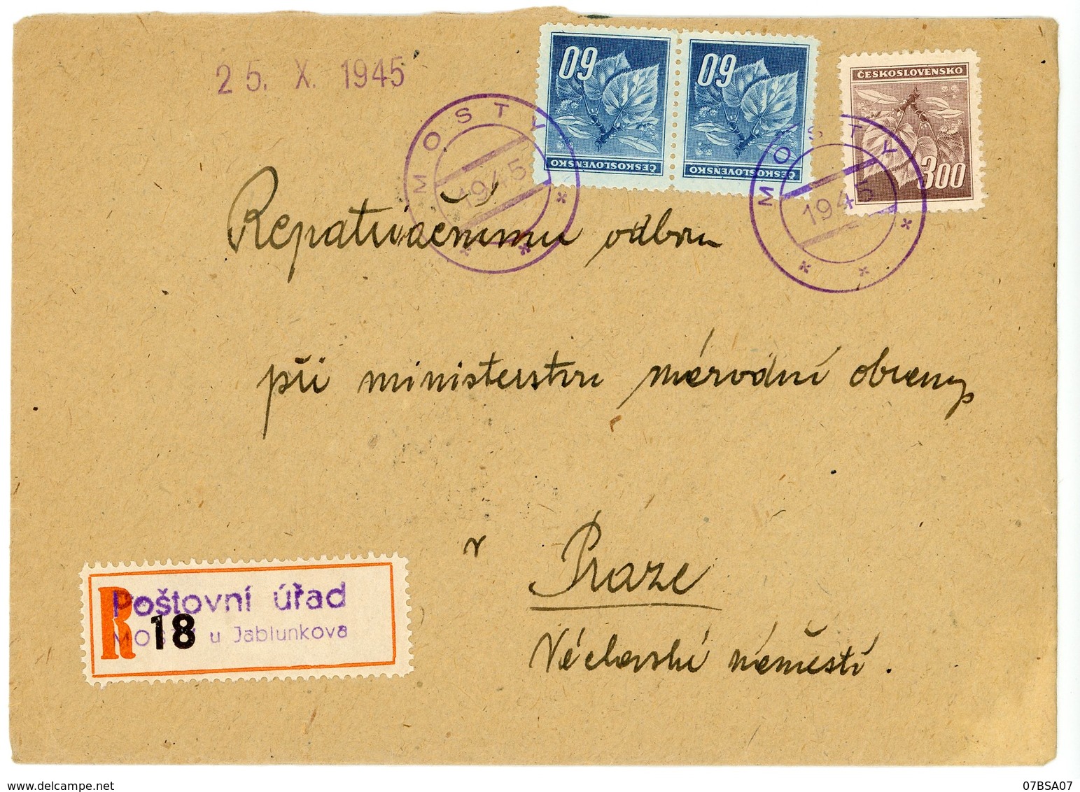 TCHECOSLOVAQUIE 45 X ENV 1945 / 1946 SUPERBE LETTRE VOIR LES SCANS INDIVIDUELS POIDS 550 GRAMMES APRES EMBALLAGE