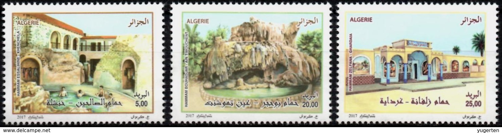 ALGERIA 2017 3 V Mint** THERMAL STATIONS THERMALES Spa Thermalism Thermalismus Termalismo Health Water Wasser - Hydrotherapy