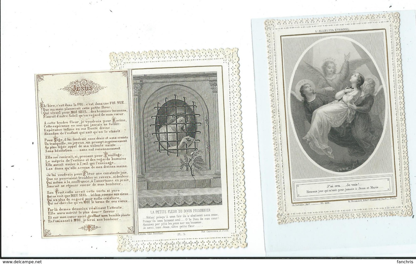 2 Images Pieuses-L'Alleluia Eternel Et Divin Prisonnier - Images Religieuses