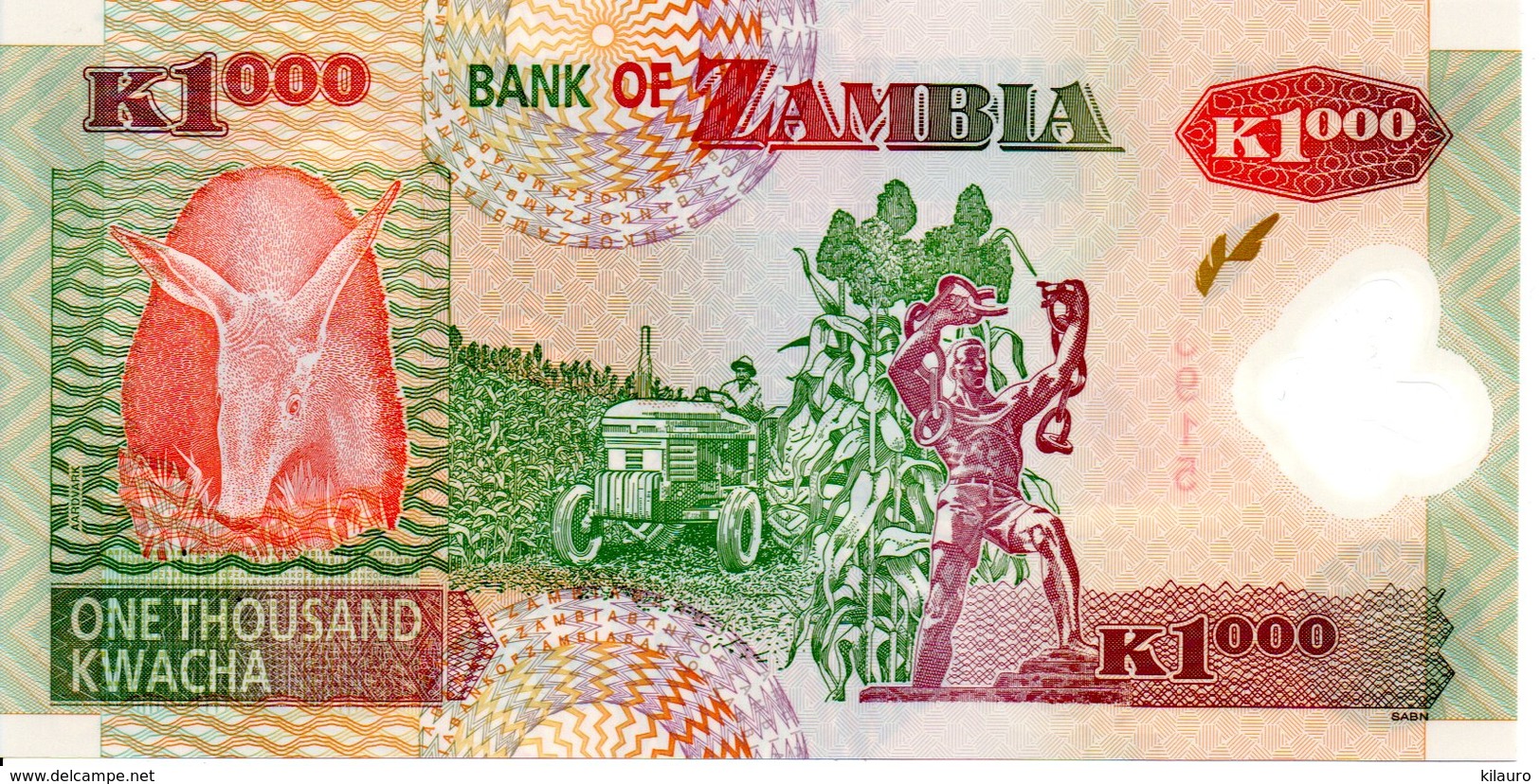 ZAMBIE ZAMBIA 2009 - Billet K1000 Plastifié Plastic -TBE Aigle Animal Oiseau - Zambie