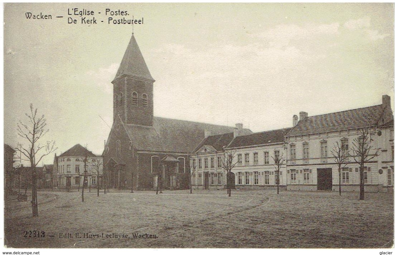 WACKEN - Dentergem - De Kerk - Postbureel - L' Eglise - Postes - Feldpost 1917 - Munitions Kolonne Nr 13 - Dentergem