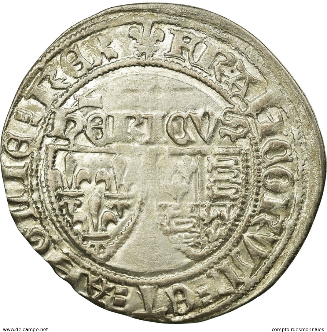 Monnaie, France, Henri VI, Blanc Aux Écus, Saint Lô, TTB+, Billon - 1422-1453 Henri VI De Lancastre