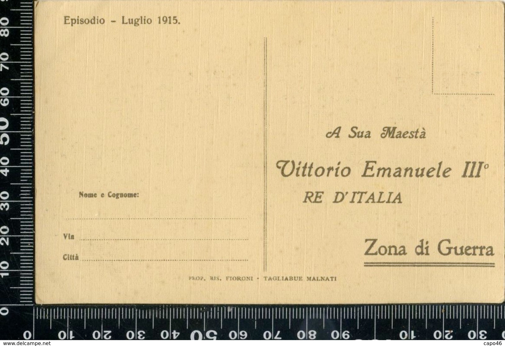 MH 57 -OMAGGIO AL NOBILE RE SOLDATO - LUGLIO 1915 - ED. FIORONI TAGLIABUE MALNATI - NON CIRCOLATA - Humoristiques