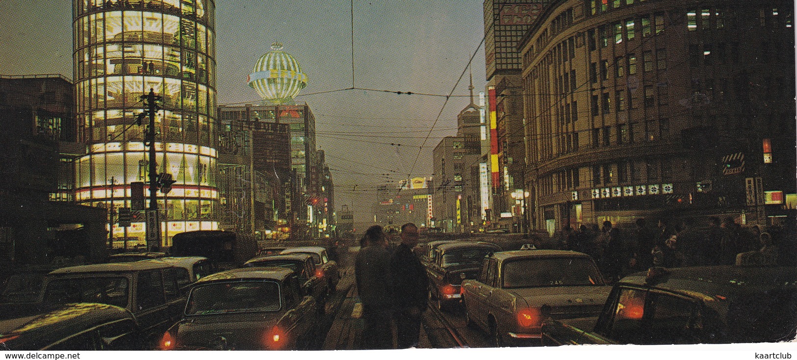 Tokyo: TOYOTA PUBLICA, CROWN '63, 'MITSUBISHI' NEON - Nighttime Ginza - (Japan/Nippon) - 1961 - Toerisme