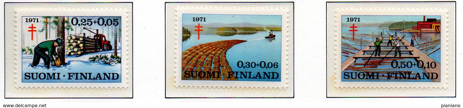 PIA - FINLANDIA  - 1971 : Sovrattassa A Favore Della Lotta Contro La Tubercolosi - Industria Del Legname -  (Yv 651-53) - Malattie