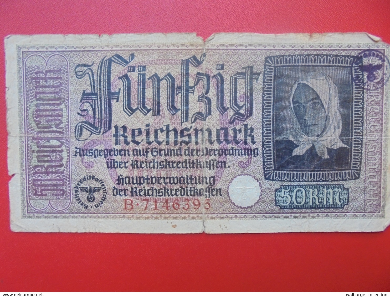 3eme REICH 50 MARK 1940-45+CONTRE-MARQUE CIRCULER (B.1) - 50 Reichsmark