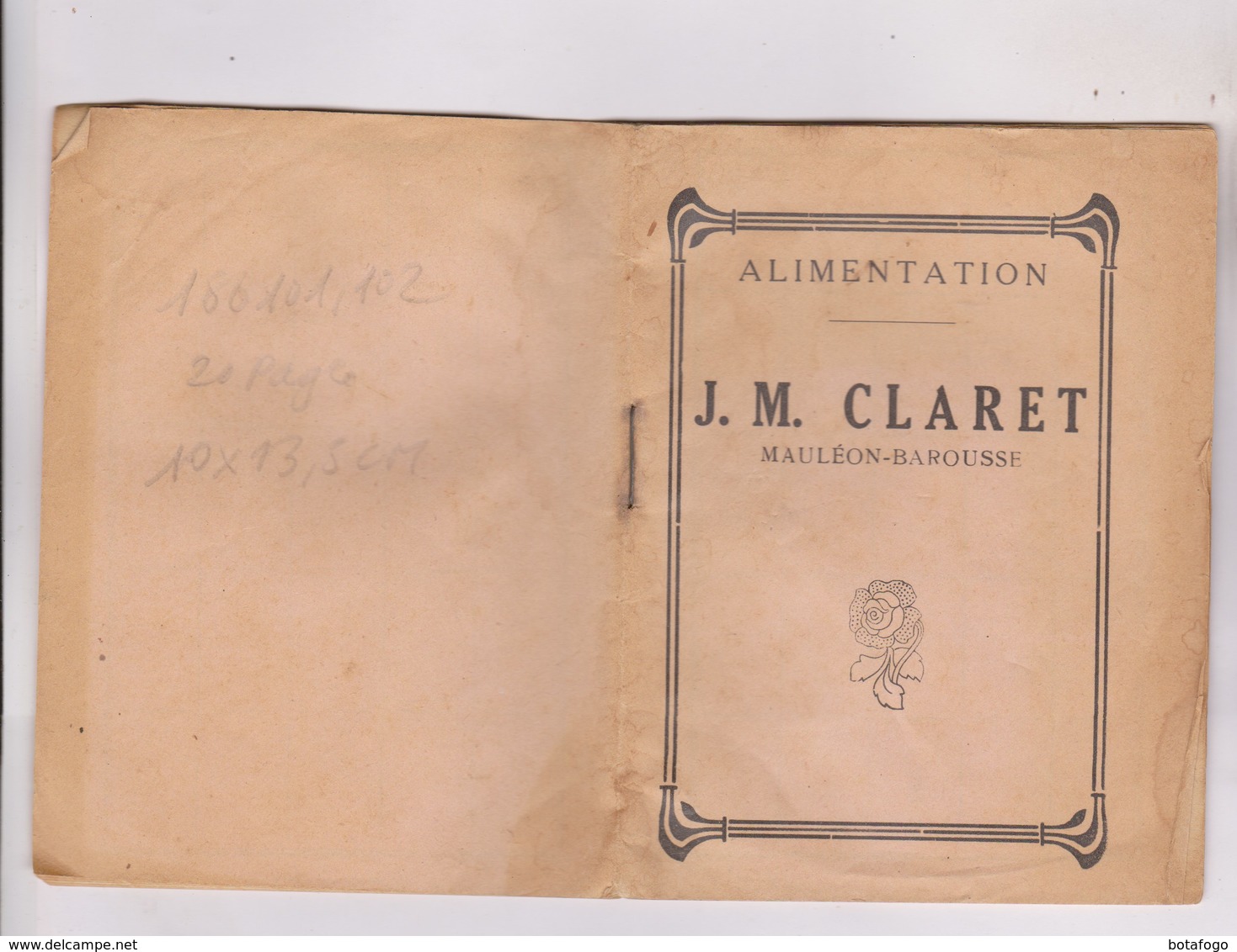 CARNET (vignettes A Coller) ALIMENTATION J.M.CLARET, ALIMENTATION , A MAULEON BAROUSSE DPT 65 - Advertising