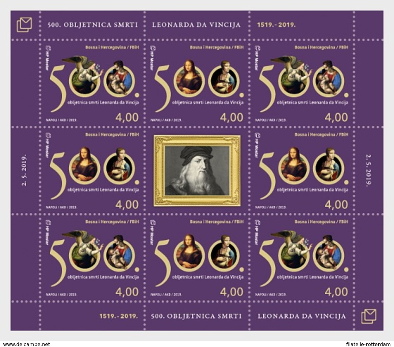 Bosnië & Herzegovina / Bosnia - Postfris / MNH - Sheet 500 Years Leonardo Da Vinci 2019 - Bosnia And Herzegovina