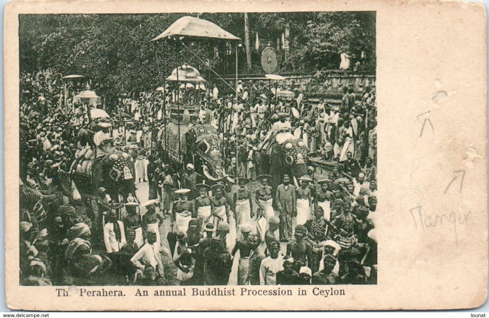 The Perahera. An Annual Buddhist Procession In Ceylon - Eléphants - Nus  (état : Manque) - Sri Lanka (Ceylon)