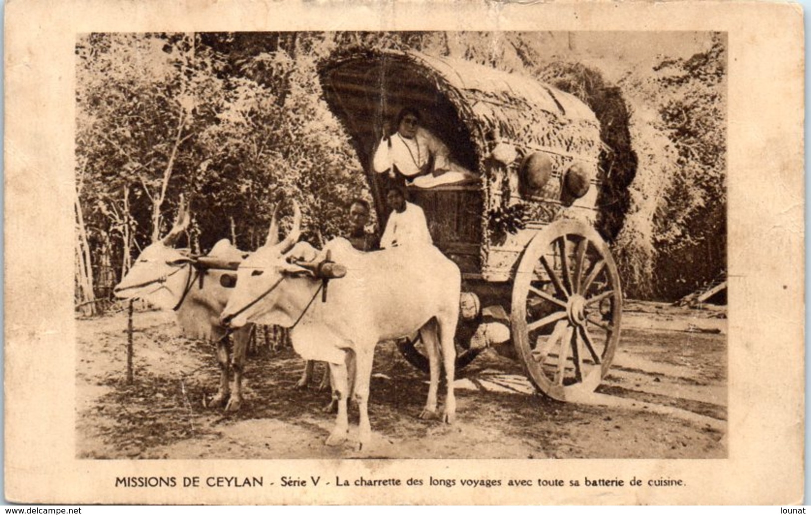 Missions De CEYLAN - Attelage - La Charrrette Des Longs Voyages Avec Toute Sa Batterie De Cuisine (état: Plis) - Sri Lanka (Ceylon)