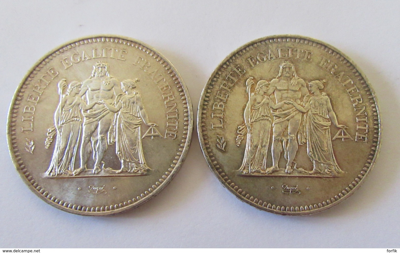France - 2 Monnaies 50 Francs Hercule 1977 En Argent - SUP / SPL - Achat Immédiat - Légèrement Patinées - Autres & Non Classés