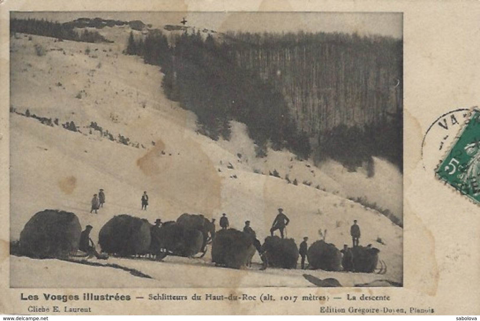 Vosges Illustrées Schlitteur Foin Haut Roc Quelques Taches Près Remiremont - Altri & Non Classificati