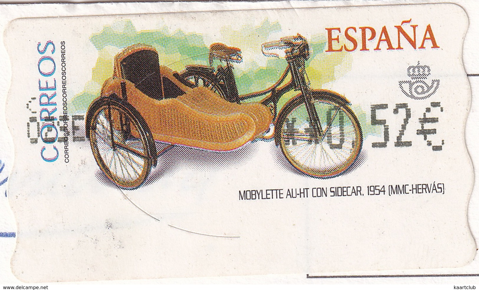 Playa De La Franca - Ribadedeva - (Asturias, Espana/Spain) 'MOBYLETTE AU-HT CON SIDECAR,1954 (MMC-HERVÁS)' Stamp/Timbre - Asturias (Oviedo)