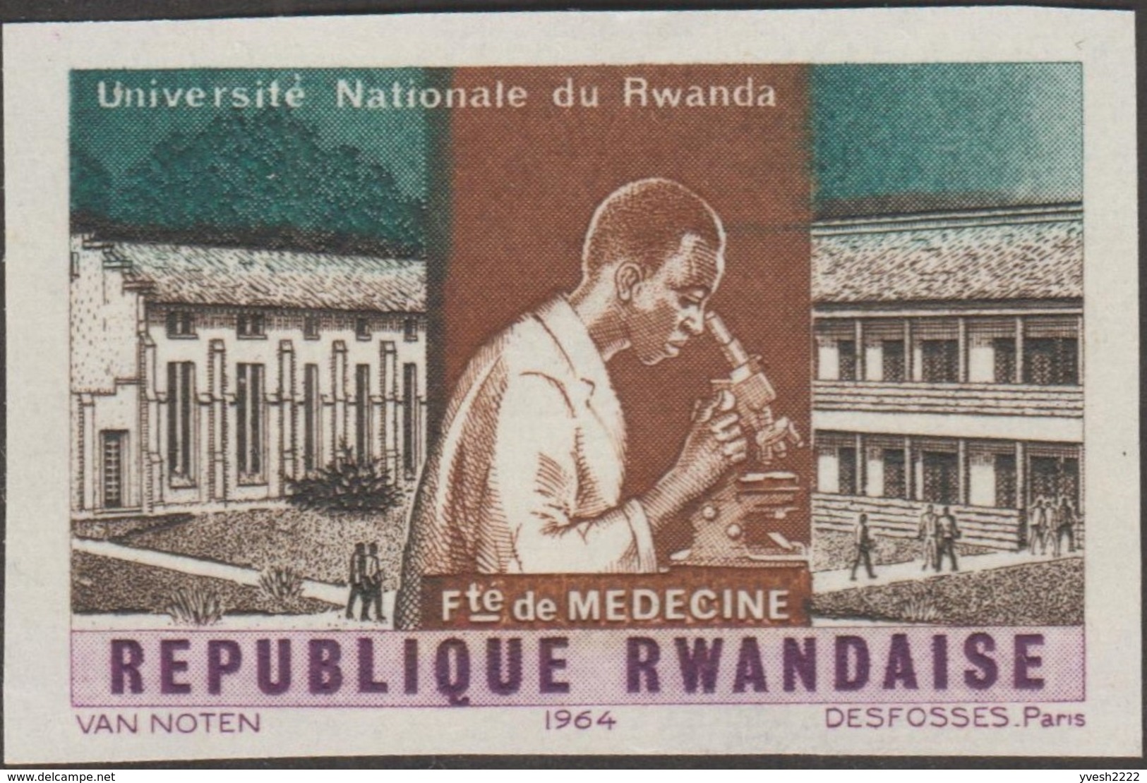 Rwanda 1965 COB 84/91. 25 essais de couleurs. Université du Rwanda, mathématiques racine, médecine, chimie, droit