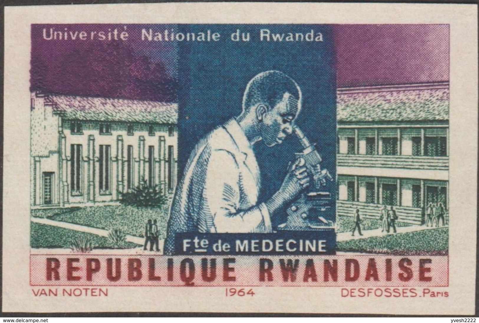 Rwanda 1965 COB 84/91. 25 essais de couleurs. Université du Rwanda, mathématiques racine, médecine, chimie, droit