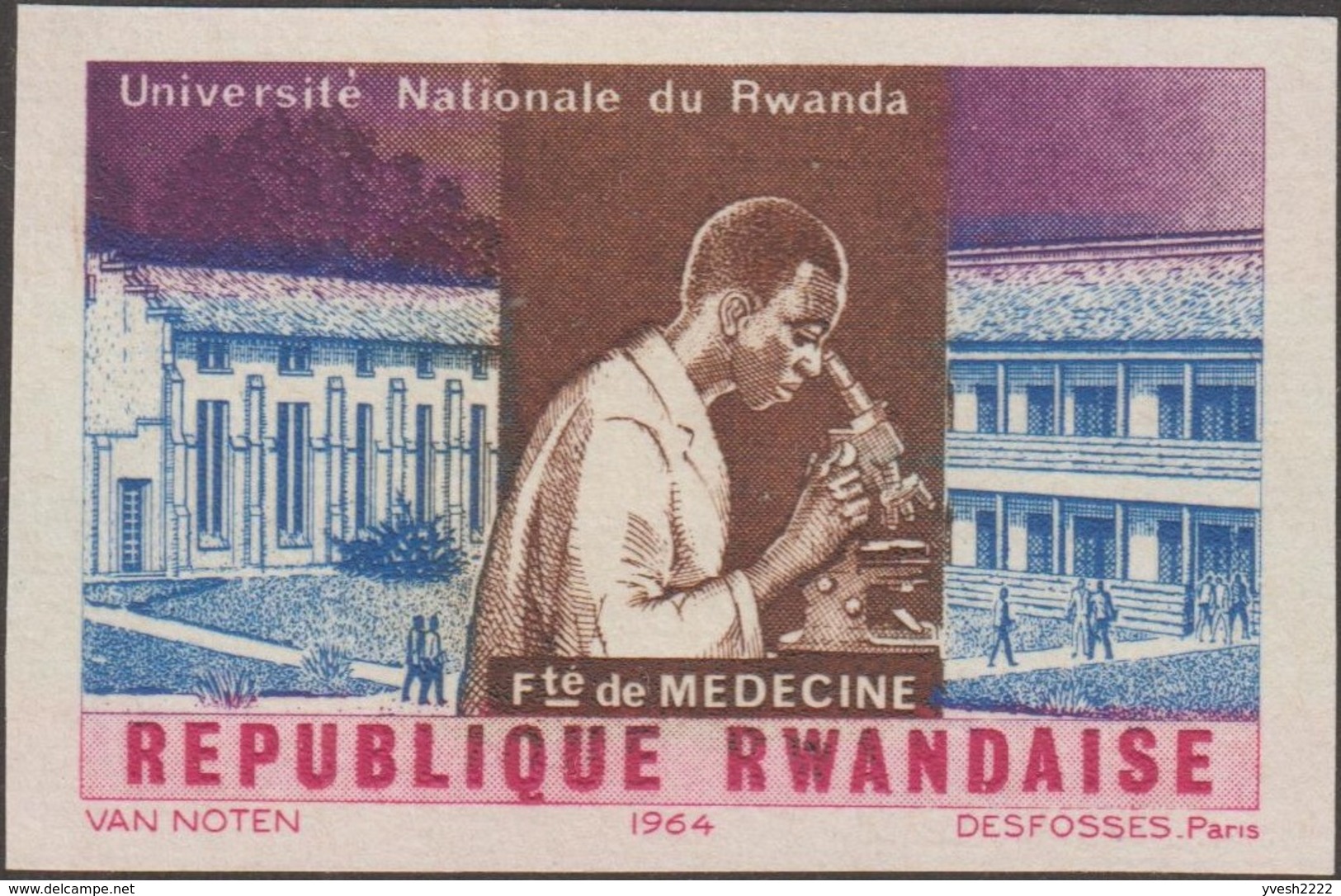 Rwanda 1965 COB 84/91. 25 essais de couleurs. Université du Rwanda, mathématiques racine, médecine, chimie, droit