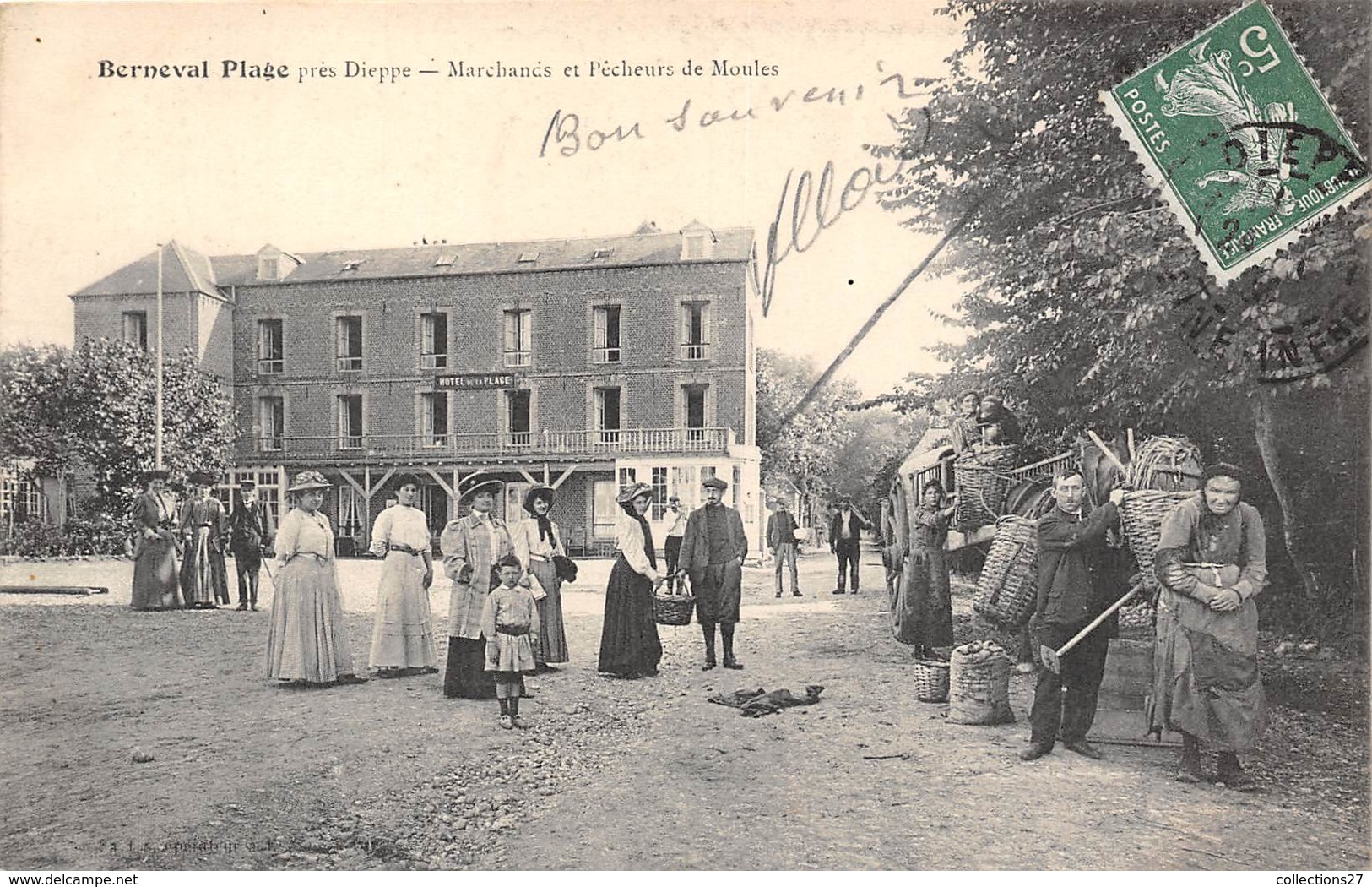 76-BERNEVAL-PLAGE- PRES DE DIEPPE, MARCHANDS ET PÊCHEURS DE MOULES - Berneval