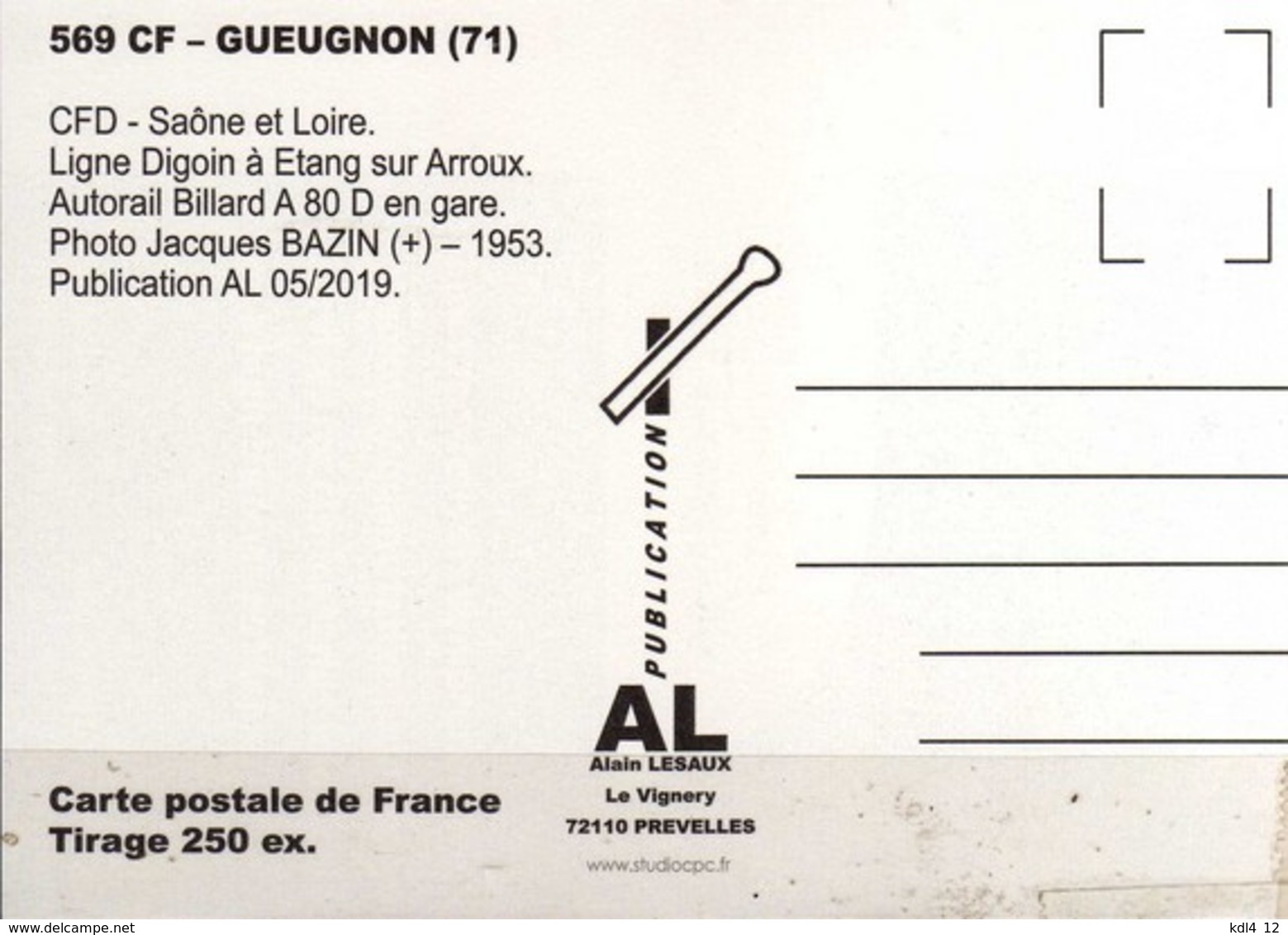 AL 569 - Autorail Billard A 80 D En Gare - GUEUGNON - Saône Et Loire - CFD - Gueugnon