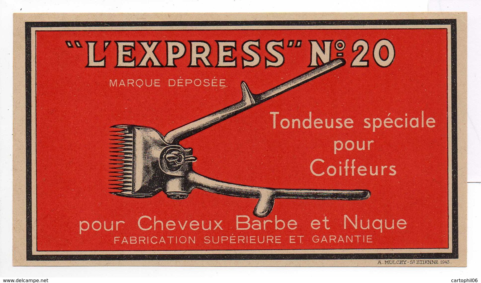 - FRANCE - ETIQUETTE L'EXPRESS N° 20 - Tondeuse Spéciale Pour Coiffeurs Pour Cheveux Barbe Et Nuque - - Etiquettes