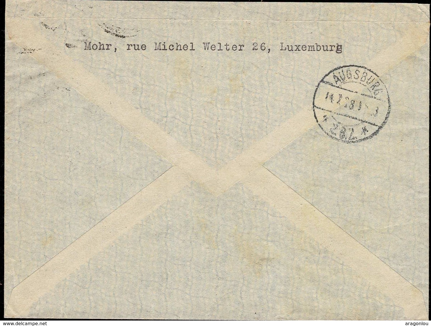 Lettre Recommandé, Luxembourg Vers Augsburg 13.7.1923, 7 Timbres Mixtes Charlotte - Lettres & Documents