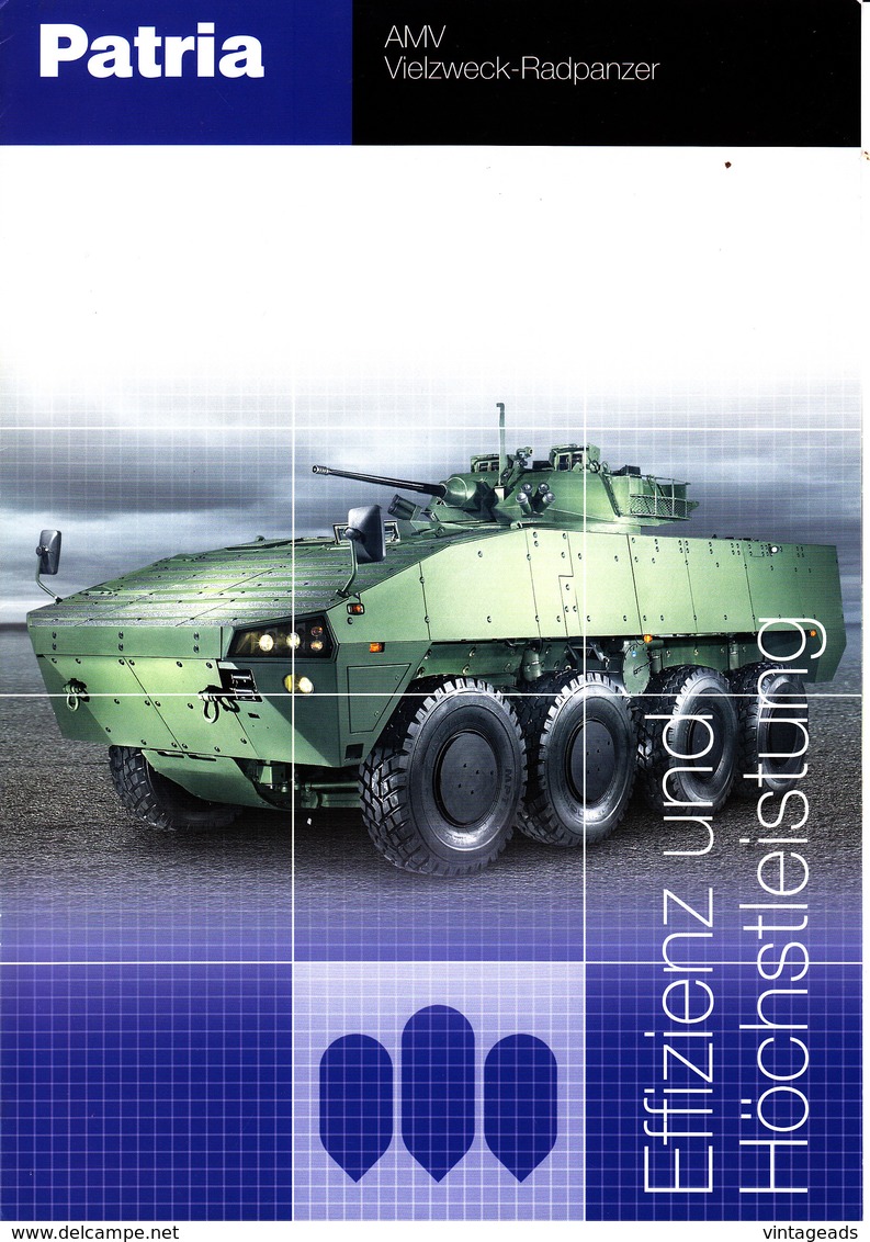 CA571 - PATRIA AMV Vielzweck-Radpanzer, Werbefolder, 7 Seiten, Deutsch, Neuwertiger Zustand - Altri & Non Classificati